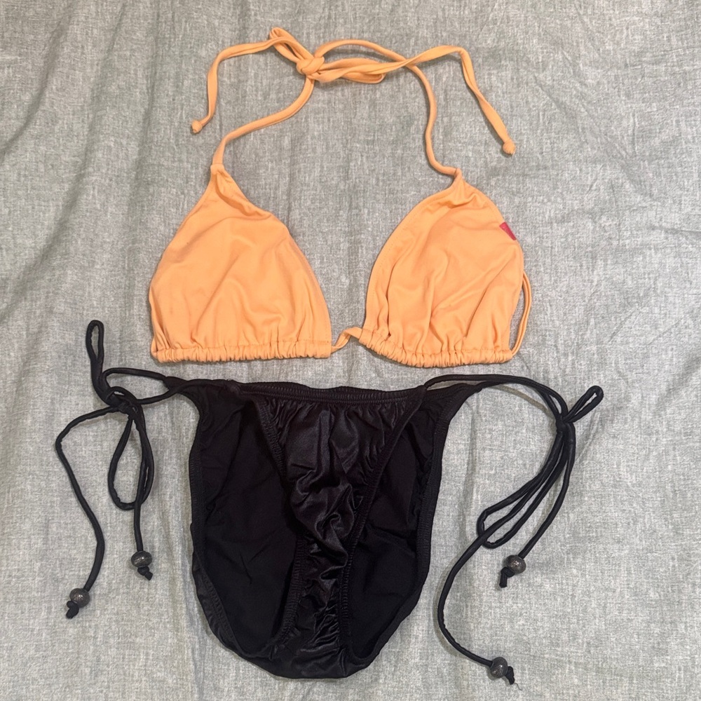 Frederick's of Hollywood Orange and Black Bikini